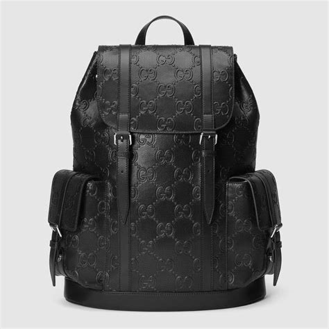 gucci black embossed backpack|Gucci signature leather backpack black.